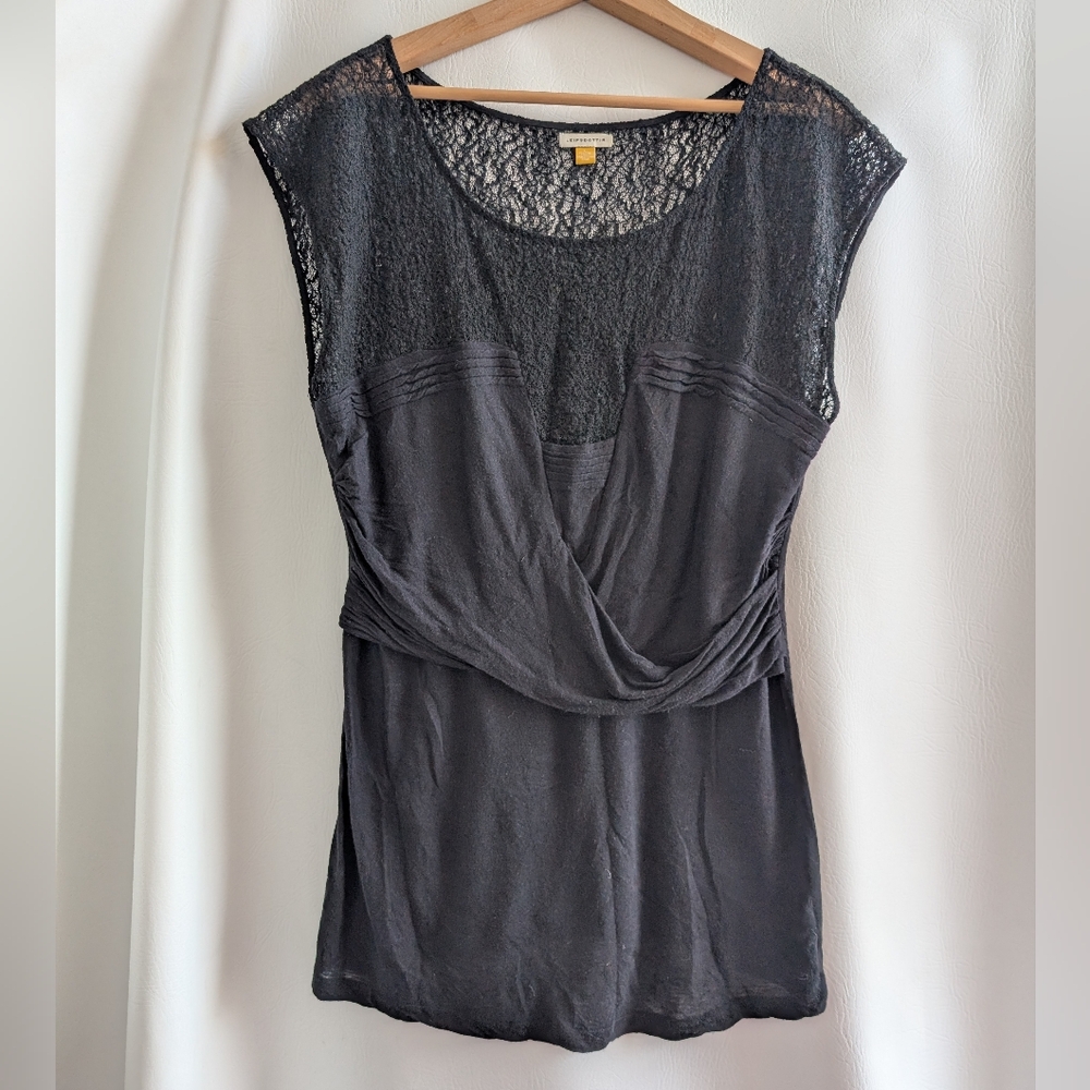 Leifsdottir Black Lace Pullover Sleeveless Top - L